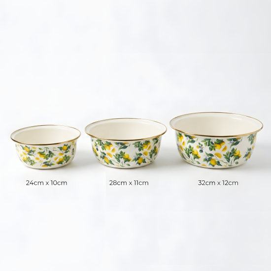 Lemon Pattern Basin Set - 3 Pcs